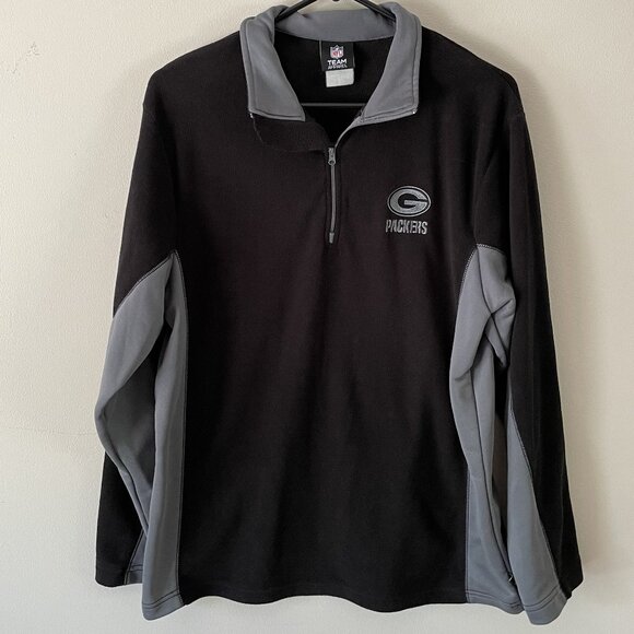 NFL Team Apparel Green Bay Packers Men’s Sz Med 1/4 Zip Black Gray L/S Pullover - Picture 1 of 10
